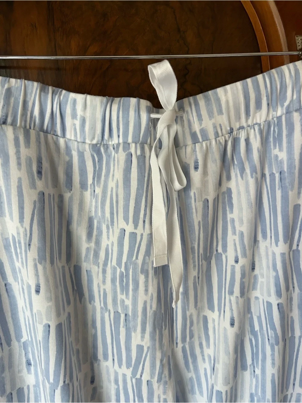 Haven Well Within Ikat Blue & White Striped Lounge Pajama Set cotton Jersey.